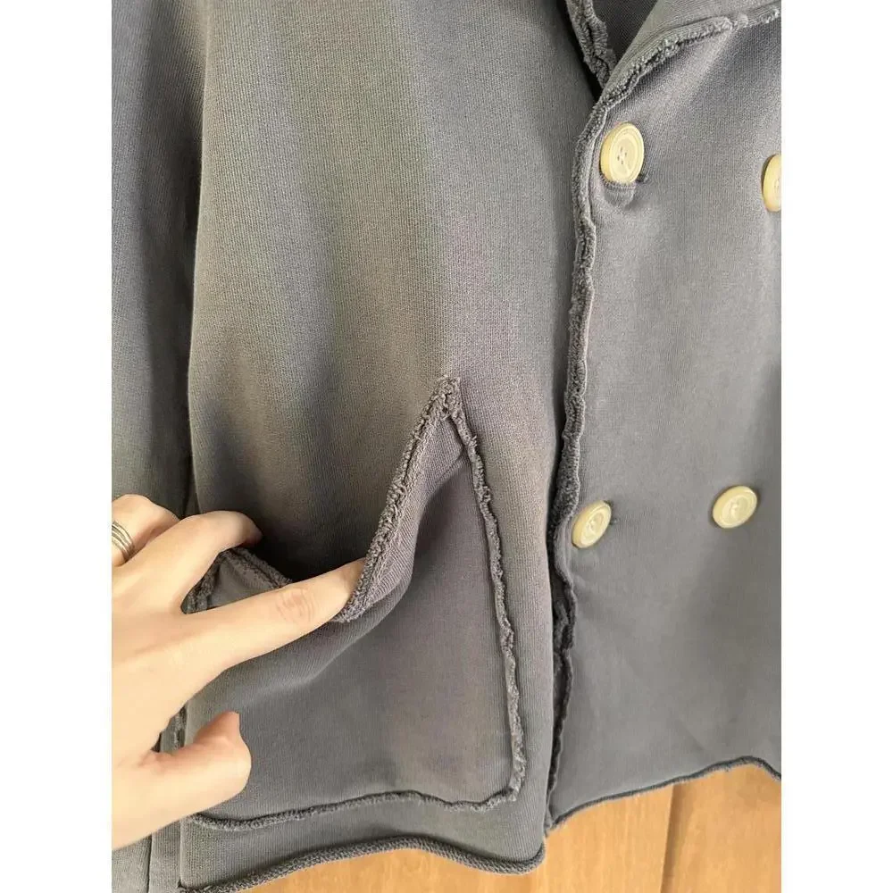 Frank & Eileen Mini Belfast Crop Knit Peacoat In Elephant Women’s size Medium - Picture 5 of 15